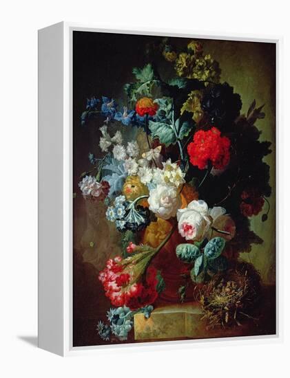 Still Life, Flowers and Bird's Nest-Jan van Os-Framed Premier Image Canvas