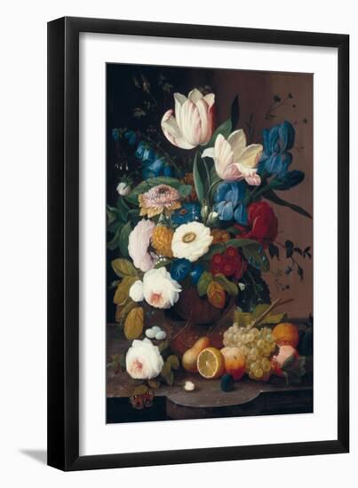 Still Life, Flowers and Fruit, 1848-Severin Roesen-Framed Giclee Print