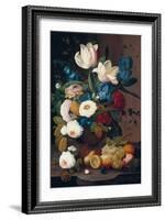 Still Life, Flowers and Fruit, 1848-Severin Roesen-Framed Giclee Print