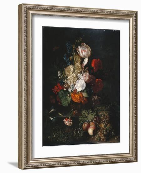 Still Life: Flowers and Fruit, C.1700-20 (Oil on Panel)-Jan van Huysum-Framed Giclee Print