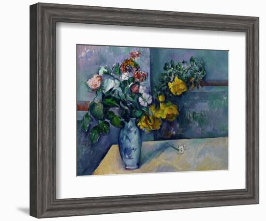 Still Life: Flowers in a Vase-Paul Cézanne-Framed Giclee Print