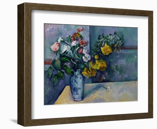 Still Life: Flowers in a Vase-Paul Cézanne-Framed Giclee Print