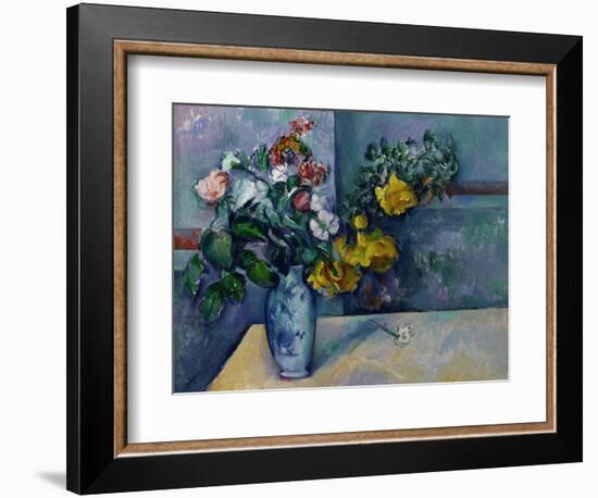 Still Life: Flowers in a Vase-Paul Cézanne-Framed Giclee Print