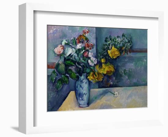 Still Life: Flowers in a Vase-Paul Cézanne-Framed Giclee Print