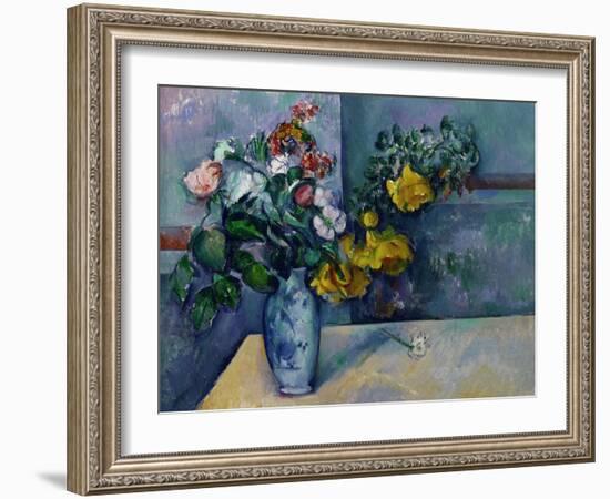 Still Life: Flowers in a Vase-Paul Cézanne-Framed Giclee Print