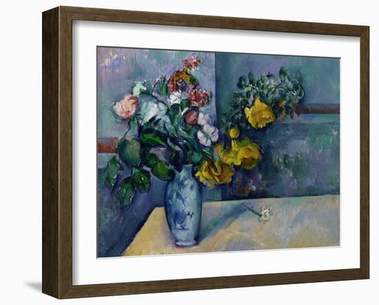 Still Life: Flowers in a Vase-Paul Cézanne-Framed Giclee Print