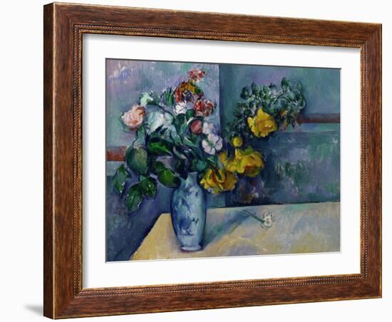 Still Life: Flowers in a Vase-Paul Cézanne-Framed Giclee Print