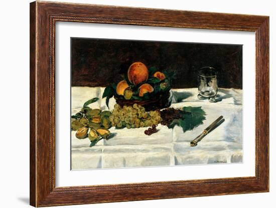 Still Life Fruit on a Table-Edouard Manet-Framed Art Print