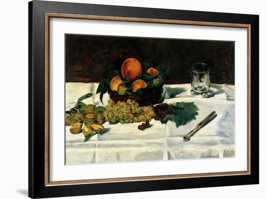 Still Life Fruit on a Table-Edouard Manet-Framed Art Print