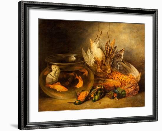 Still Life, Game and Hanging Snipe with Goldfish in a Bowl-Benjamin Blake-Framed Giclee Print