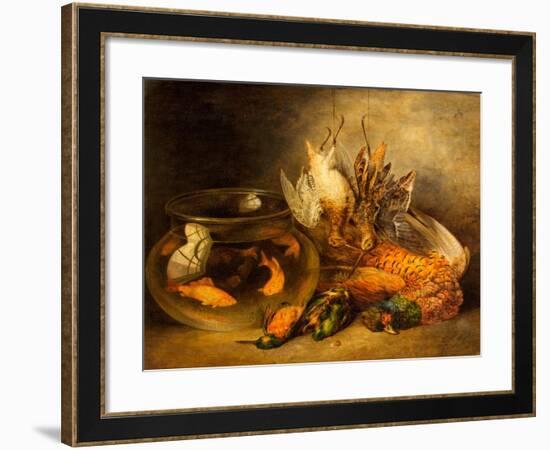 Still Life, Game and Hanging Snipe with Goldfish in a Bowl-Benjamin Blake-Framed Giclee Print