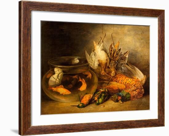 Still Life, Game and Hanging Snipe with Goldfish in a Bowl-Benjamin Blake-Framed Giclee Print