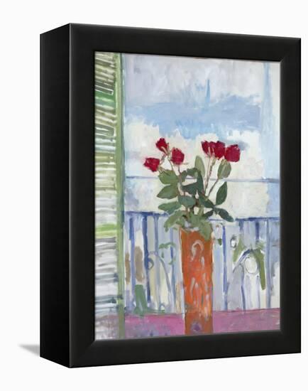 Still Life, Green Shutter-Stephen Dinsmore-Framed Premier Image Canvas