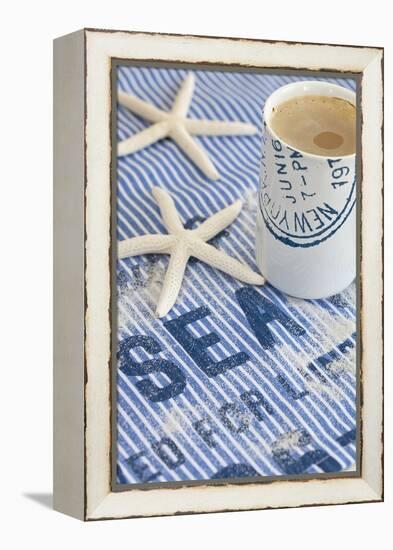 Still Life, Maritime, Blue, Starfish, Material, Text, Coffee Cup-Andrea Haase-Framed Premier Image Canvas