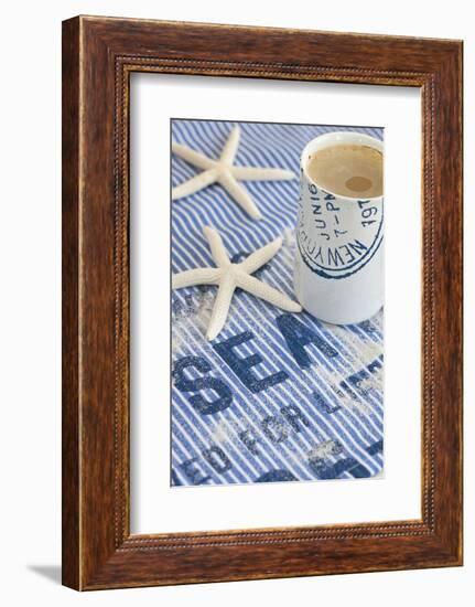 Still Life, Maritime, Blue, Starfish, Material, Text, Coffee Cup-Andrea Haase-Framed Photographic Print