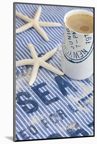 Still Life, Maritime, Blue, Starfish, Material, Text, Coffee Cup-Andrea Haase-Mounted Photographic Print