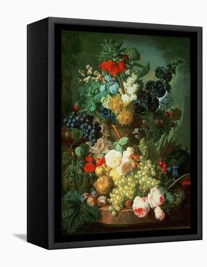 Still Life Mixed Flowers and Fruit with Bird's Nest-Jan van Os-Framed Premier Image Canvas