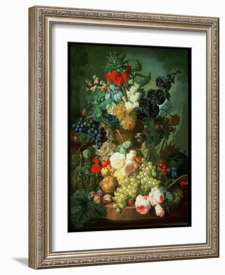 Still Life Mixed Flowers and Fruit with Bird's Nest-Jan van Os-Framed Giclee Print