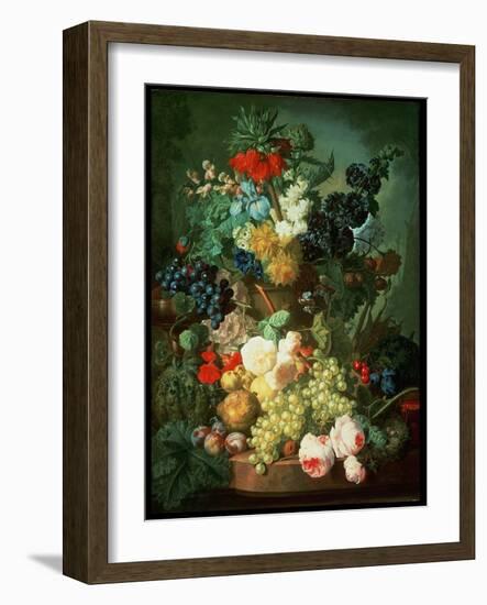 Still Life Mixed Flowers and Fruit with Bird's Nest-Jan van Os-Framed Giclee Print