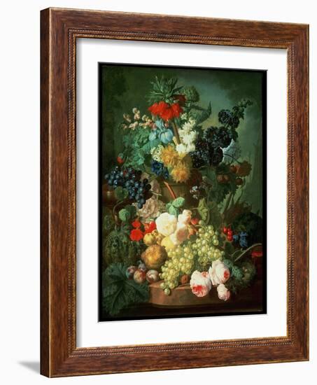 Still Life Mixed Flowers and Fruit with Bird's Nest-Jan van Os-Framed Giclee Print