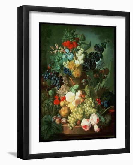 Still Life Mixed Flowers and Fruit with Bird's Nest-Jan van Os-Framed Giclee Print