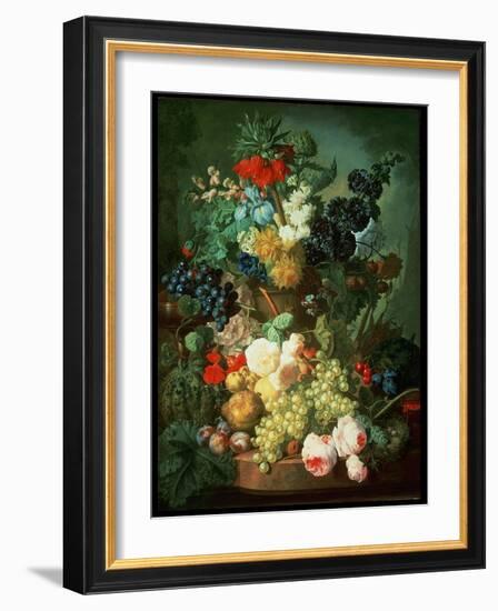 Still Life Mixed Flowers and Fruit with Bird's Nest-Jan van Os-Framed Giclee Print