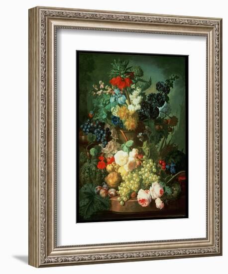 Still Life Mixed Flowers and Fruit with Bird's Nest-Jan van Os-Framed Giclee Print