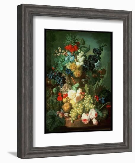 Still Life Mixed Flowers and Fruit with Bird's Nest-Jan van Os-Framed Giclee Print