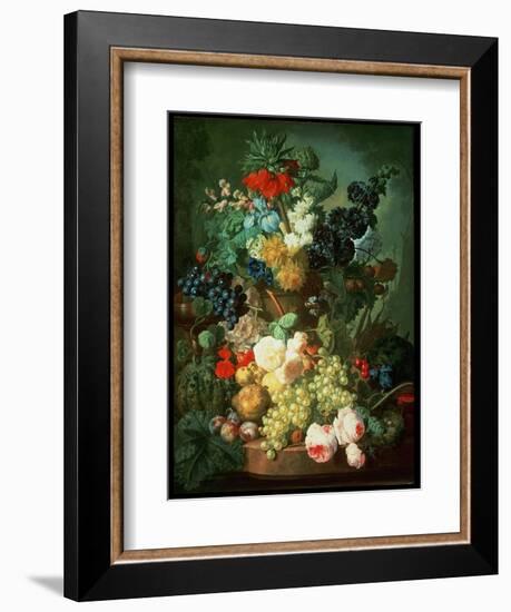 Still Life Mixed Flowers and Fruit with Bird's Nest-Jan van Os-Framed Giclee Print