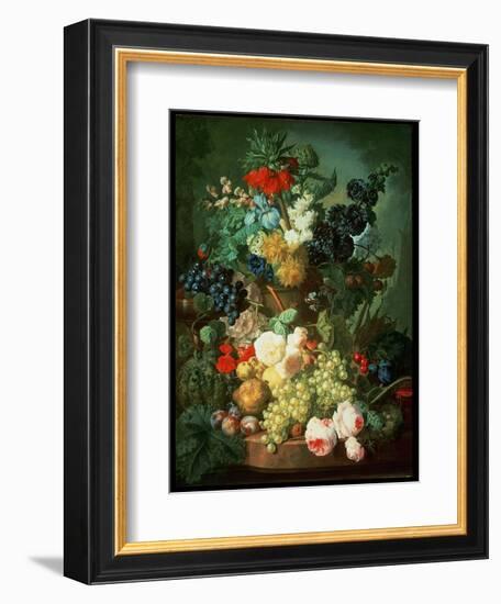 Still Life Mixed Flowers and Fruit with Bird's Nest-Jan van Os-Framed Giclee Print