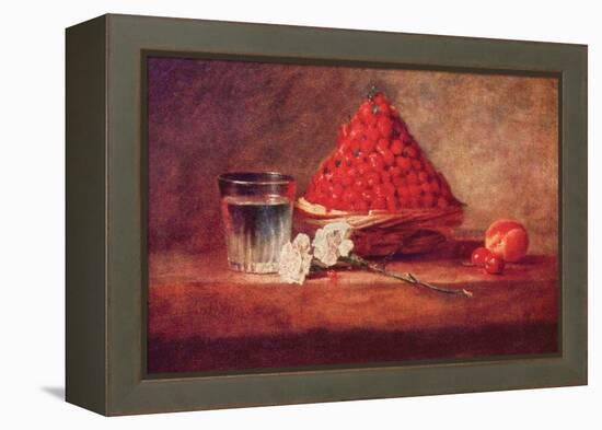 Still Life of a Strawberry Basket-Jean-Baptiste Simeon Chardin-Framed Stretched Canvas