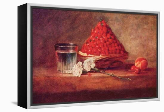 Still Life of a Strawberry Basket-Jean-Baptiste Simeon Chardin-Framed Stretched Canvas