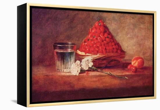 Still Life of a Strawberry Basket-Jean-Baptiste Simeon Chardin-Framed Stretched Canvas