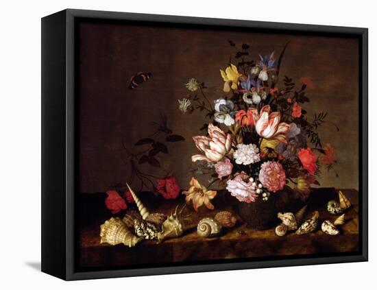 Still Life of a Vase of Flowers with Shells-Balthasar van der Ast-Framed Premier Image Canvas