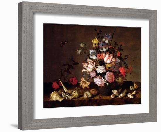 Still Life of a Vase of Flowers with Shells-Balthasar van der Ast-Framed Giclee Print