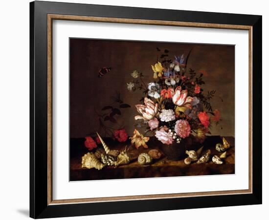 Still Life of a Vase of Flowers with Shells-Balthasar van der Ast-Framed Giclee Print