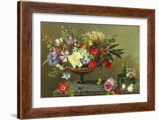 Still Life of Anemones and Roses-Adolf Senff-Framed Giclee Print