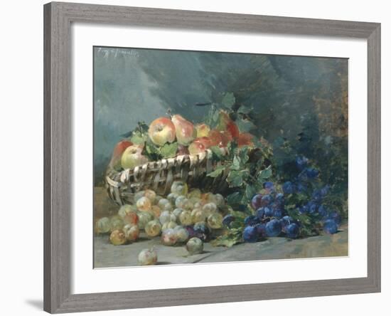 Still Life of Apples and Greengages in a Basket-Albert Tibulle de Furcy Lavault-Framed Giclee Print