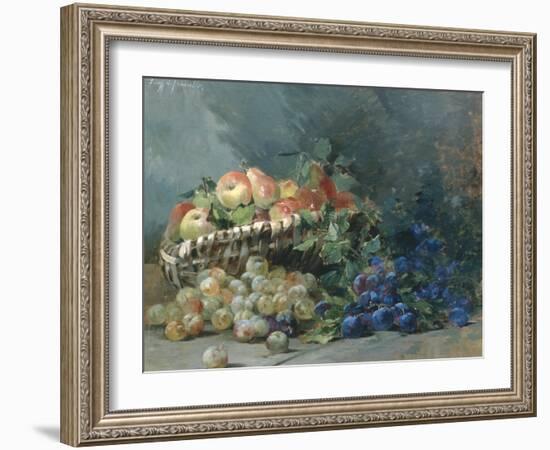 Still Life of Apples and Greengages in a Basket-Albert Tibulle de Furcy Lavault-Framed Giclee Print