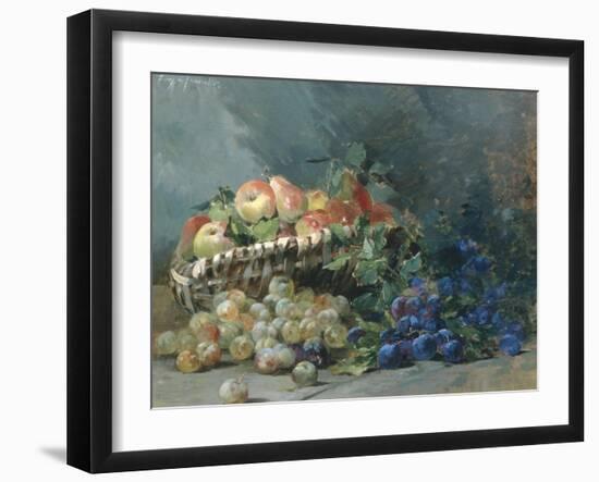 Still Life of Apples and Greengages in a Basket-Albert Tibulle de Furcy Lavault-Framed Giclee Print