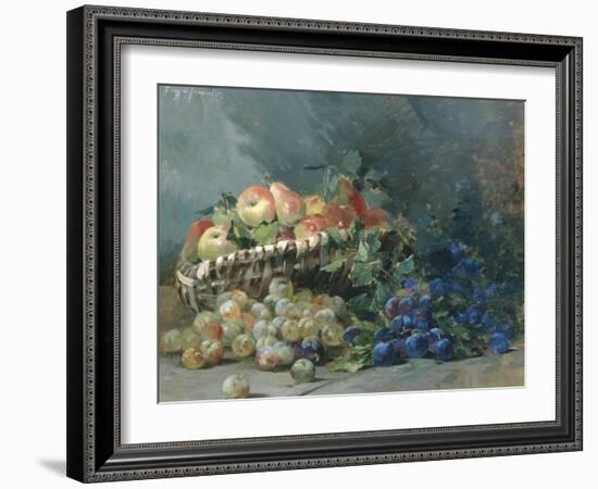 Still Life of Apples and Greengages in a Basket-Albert Tibulle de Furcy Lavault-Framed Giclee Print