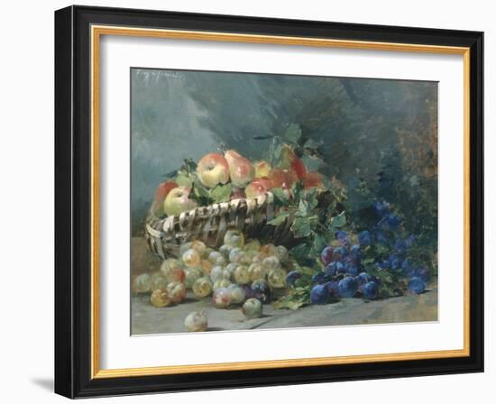 Still Life of Apples and Greengages in a Basket-Albert Tibulle de Furcy Lavault-Framed Giclee Print