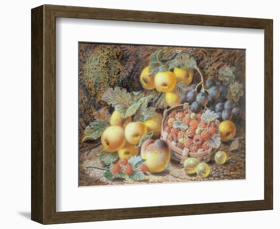 Still Life of Apples, Grapes, Raspberries, Gooseberries and Peach-Oliver Clare-Framed Premium Giclee Print