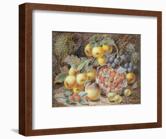 Still Life of Apples, Grapes, Raspberries, Gooseberries and Peach-Oliver Clare-Framed Premium Giclee Print