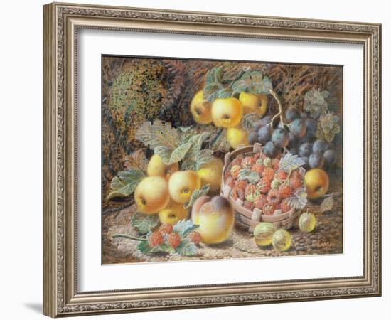 Still Life of Apples, Grapes, Raspberries, Gooseberries and Peach-Oliver Clare-Framed Giclee Print