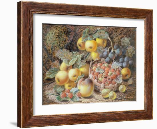 Still Life of Apples, Grapes, Raspberries, Gooseberries and Peach-Oliver Clare-Framed Giclee Print