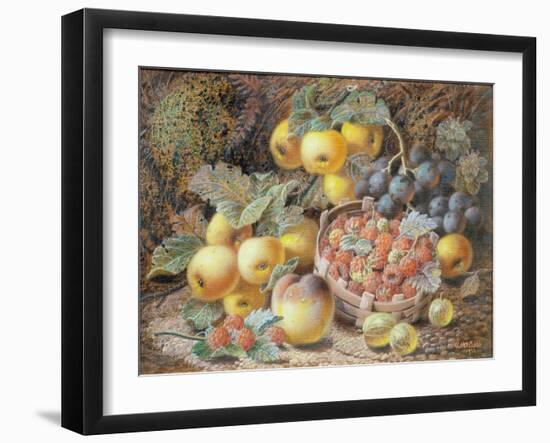 Still Life of Apples, Grapes, Raspberries, Gooseberries and Peach-Oliver Clare-Framed Giclee Print