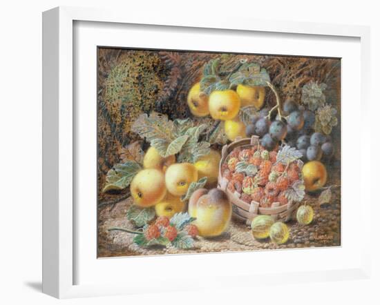 Still Life of Apples, Grapes, Raspberries, Gooseberries and Peach-Oliver Clare-Framed Giclee Print