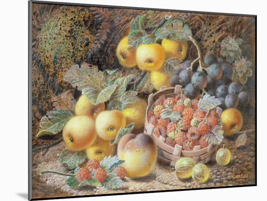 Still Life of Apples, Grapes, Raspberries, Gooseberries and Peach-Oliver Clare-Mounted Giclee Print