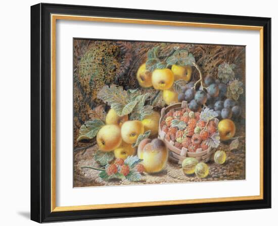 Still Life of Apples, Grapes, Raspberries, Gooseberries and Peach-Oliver Clare-Framed Giclee Print